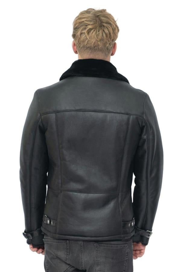 Infinity Leather Mens Double Breasted Sheepskin Leather Biker Jacket-Heathfield