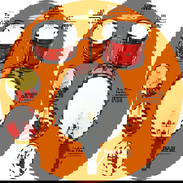 3rd Avenue 3 Piece Junior Drum Kit#colour_Red