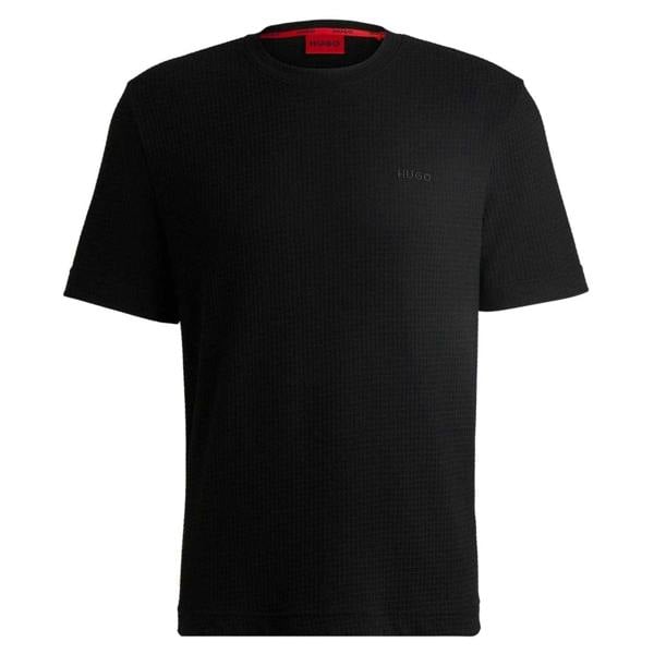 Hugo Mens Waffle Regular T-Shirt - Black - 
