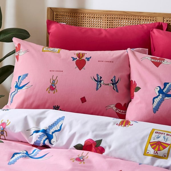 Their Nibs Mon Coeur Cotton Reversible Duvet Cover Set Pink