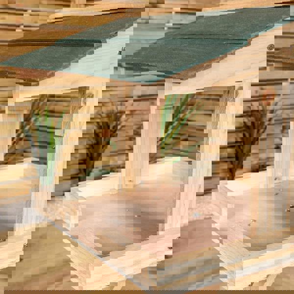 Samuel Alexander 1.16m Traditional Wooden Garden Bird Seed Feeder Table with Green Roof