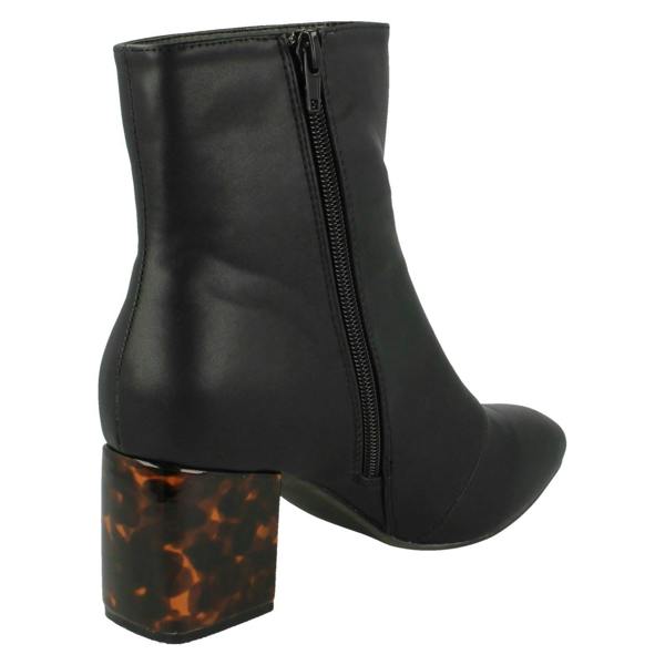 Spot On Ladies Spot On Block Mottled Heel Ankle Boots
