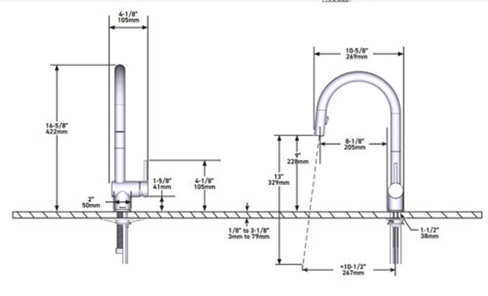 Riobel Azure Mixer with Pull Down Spray Chrome Kitchen Tap