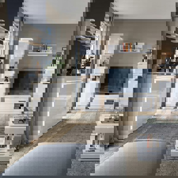 Furniture To Go Lyon 2 Door 3 Drawer Sideboard (including LED lighting) in White and High Gloss