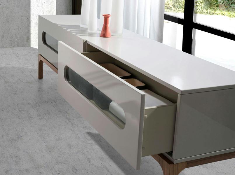 Angel Cerdá Grey and Walnut Wood TV Stand With Interior Lighting 3242
