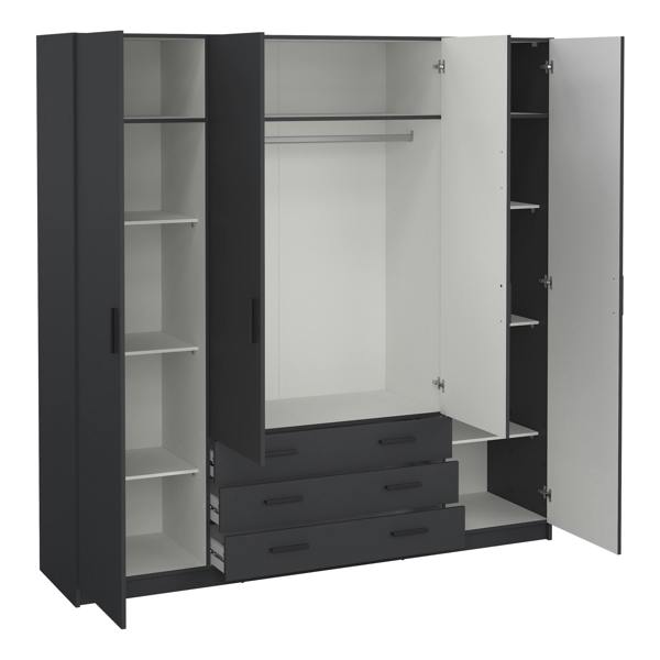 Furniture To Go Sprint Wardrobe with 4 Doors + 3 Drawers in Matt Grey