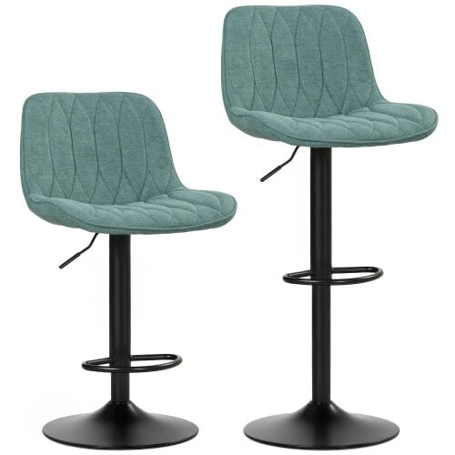 Wyld Haus Loelne Fabric Blue Linen Look Bar Stools Set Of 2