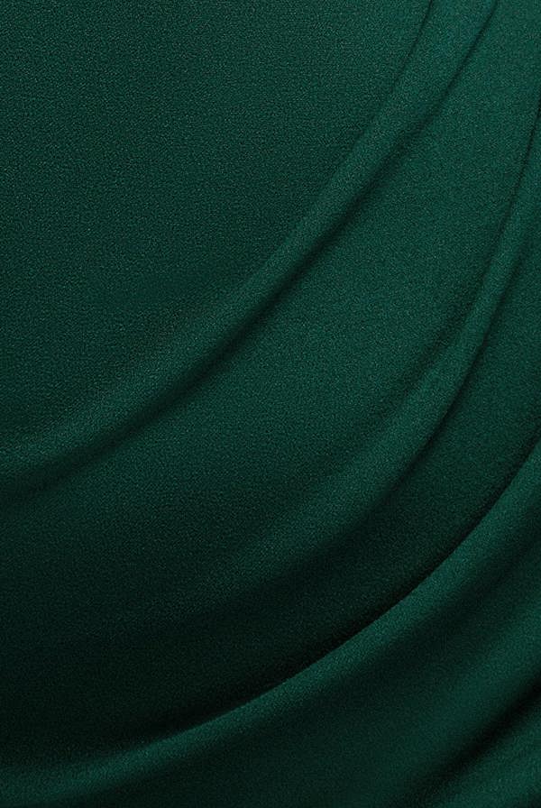 Scuba Crepe Pleated Bardot Midi Dress - Emerald Green DR3980