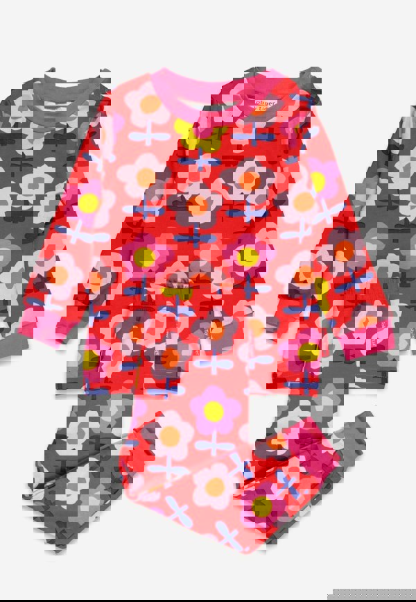 Organic Pink Flower Print Pyjamas - Toby Tiger