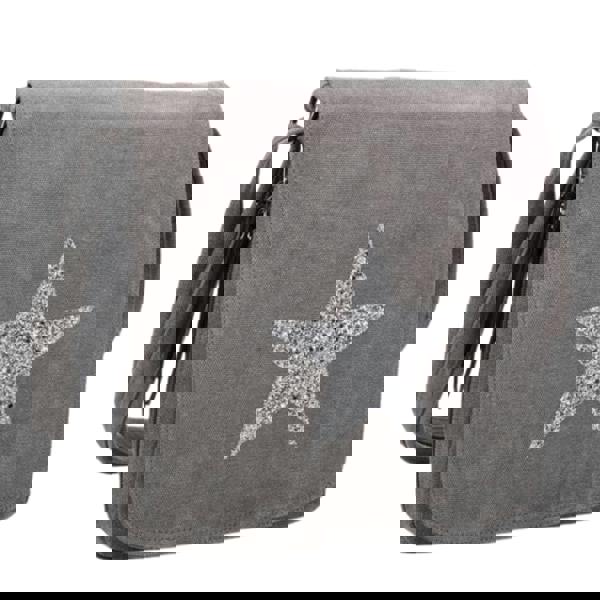 Love EMVY Staremvy Glitter Star Canvas Flapover Satchel