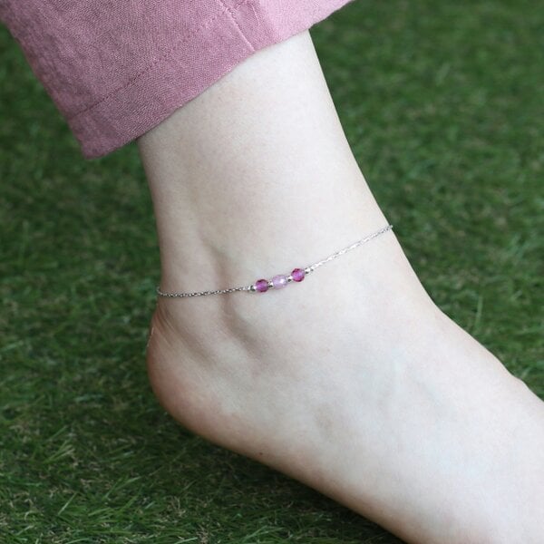 The Colourful Aura Pure Silver Colourful beaded Summer Indie Boho Indian Payal Anklet