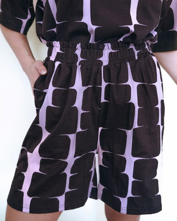 Audrey Lilac Cairn Print Shorts - IMAGE 1
