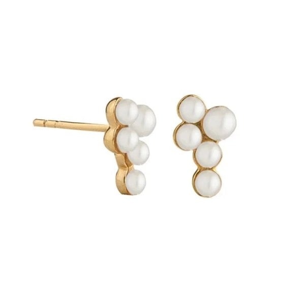 Gold Trip Pearl Cluster Earrings