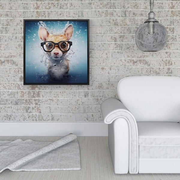 Warren Reed Splash Art Doormouse Framed Canvas