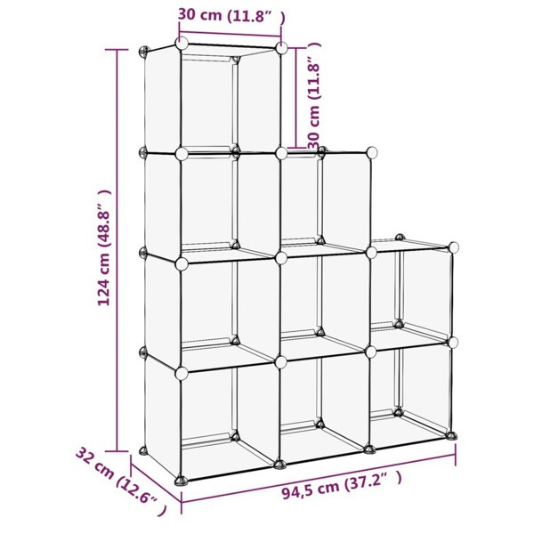 Berkfield Storage Cube Organiser with 9 Cubes Black PP