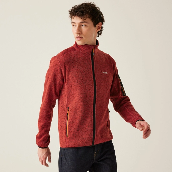 Regatta Mens Newhill Marl Full Zip Fleece Jacket - Red Ochre