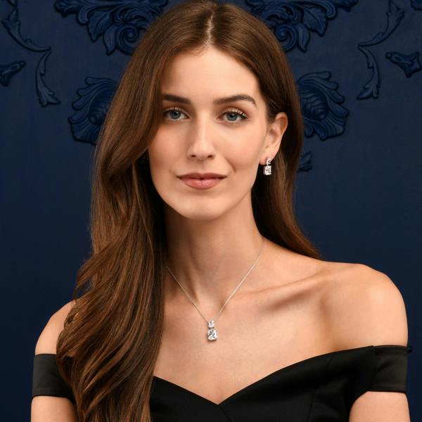 namana 925 Sterling Silver Double Rectangle Statement Pendant Necklace