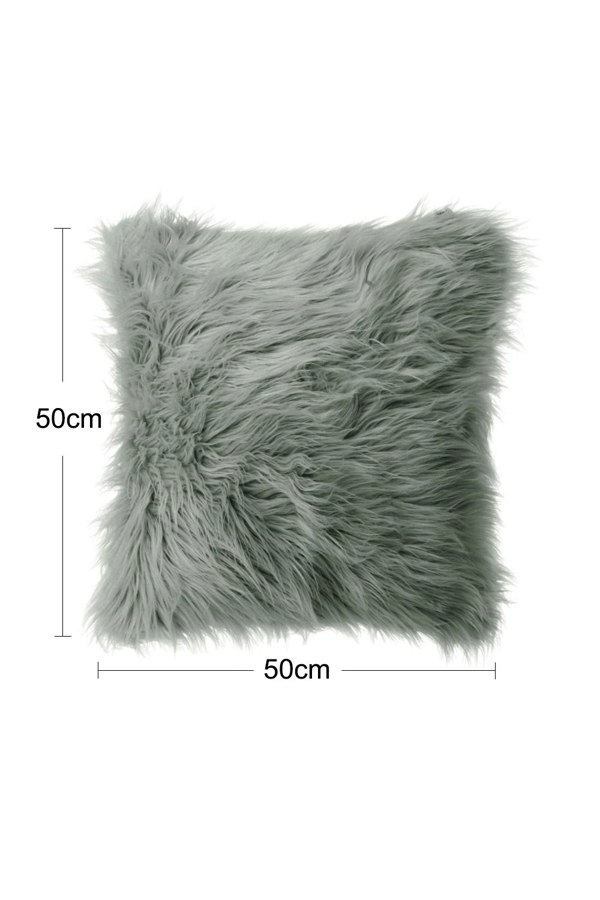 Living and Home 50*50cm Fluffy Faux Wool Grey Cushion Cover