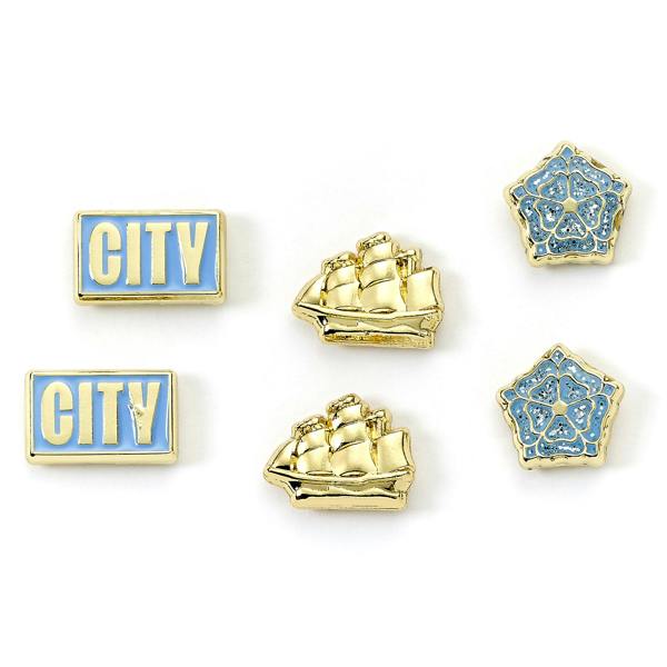 The Carat Shop Manchester City Football Club Set of Three Stud Earrings