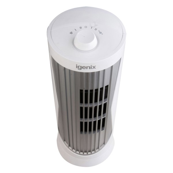 igenix Mini Tower Fan, Oscillating, 12 Inch, White