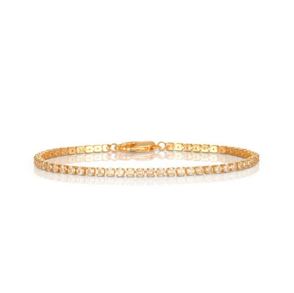 Zavana Dainty 2.5 mm Gold Tennis Bracelet with White Cubic Zirconia Stones for Women