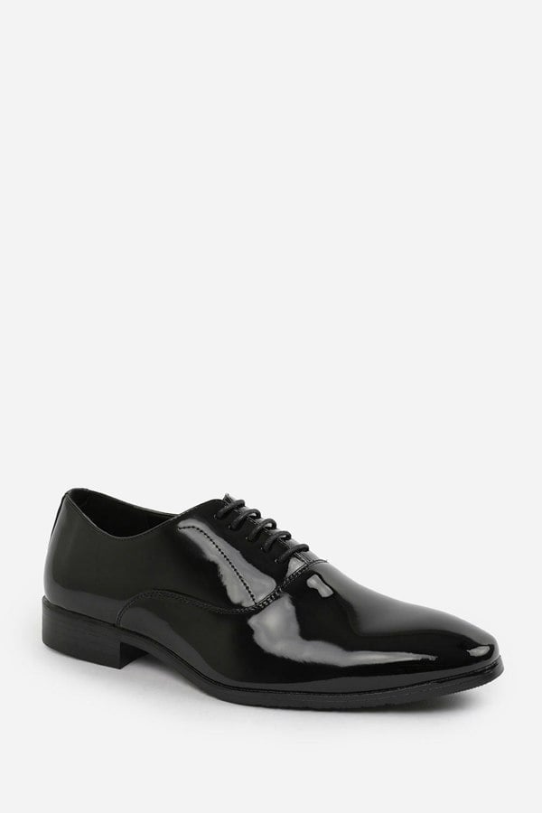 Where's That From Nick Oxford Lace Up Work Dress Shoes in Black Patent