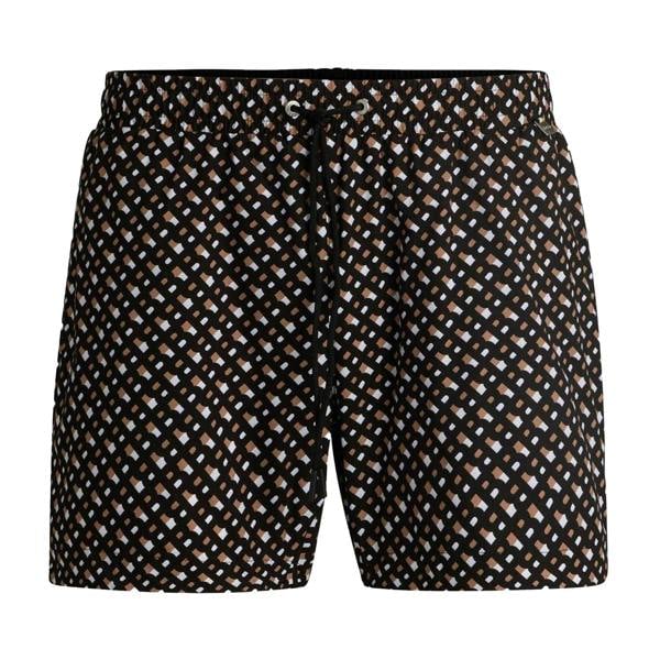 Boss Mens Geometric Quick Dry Swim Shorts - Black - 