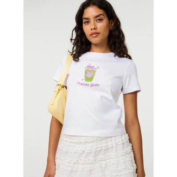 Pink Vanilla Matcha Girlie Diamante T-Shirt