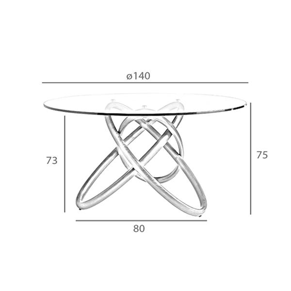 Angel Cerdá Round tempered glass and walnut dining table 1020