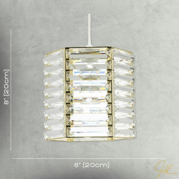 Modern Hexagonal Polished Gold Pendant Shade with Clear Acrylic Rods Image 7
