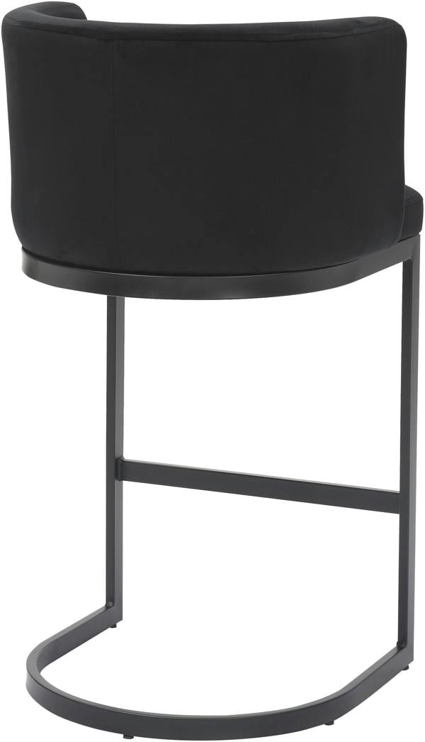 Lamboro Velino Velvet Kitchen Bar Stools, Matt Black Cantilever Frame, Seat With Backrest, Breakfast & Home Bar Stool - Black