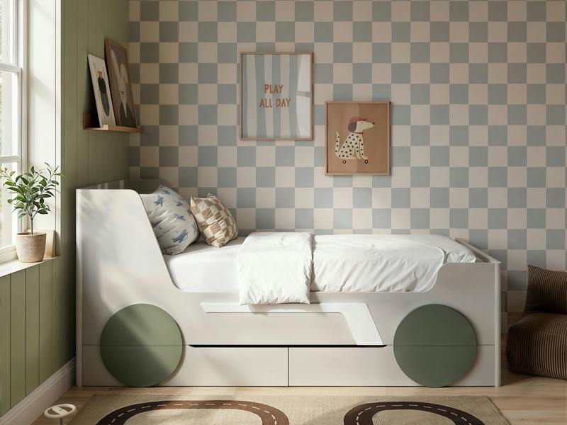 Flair Cooper Single Car Bed with Drawers Grey