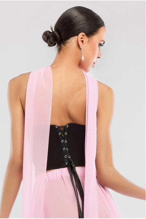 Compact Crepe Lace Up Corset T227