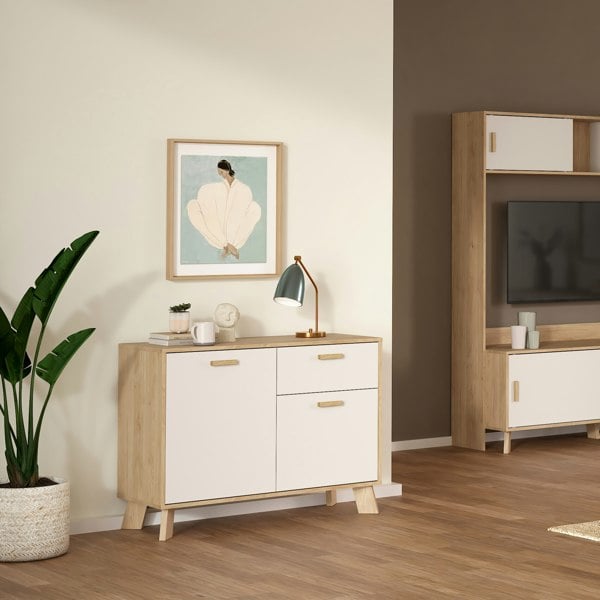 Furniture To Go Ikast Sideboard 2 Doors + 1 Drawer in Jackson Hickory and White