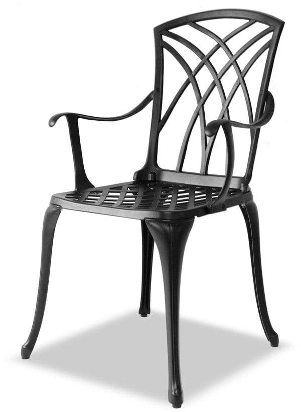 Centurion Supports OSHOWA Luxurious Garden and Patio Table and 2 Large Chairs with Armrests Cast Aluminium Bistro Set - Black