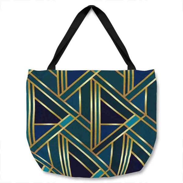 Benjamin Tate Design Gold & Teal Geometric Pattern Tote bag