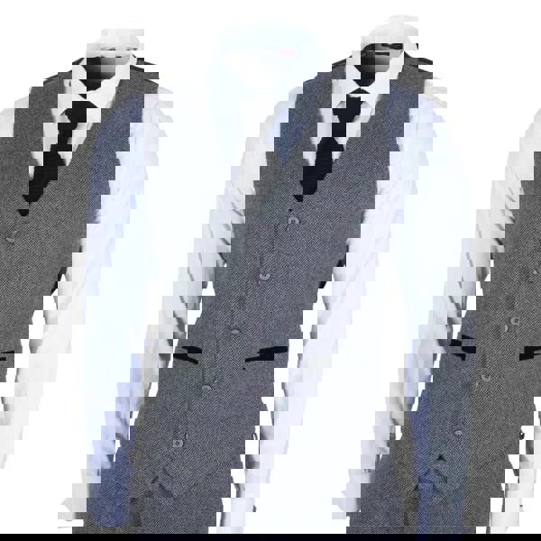 TruClothing IM41 - Men's Grey 3 Piece Tweed Herringbone Suits