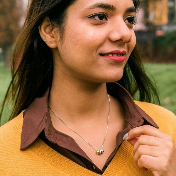 The Colourful Aura Sterling Silver Three Colour Eagle Egg Small Teardrop Waterdrop Pendant Necklace