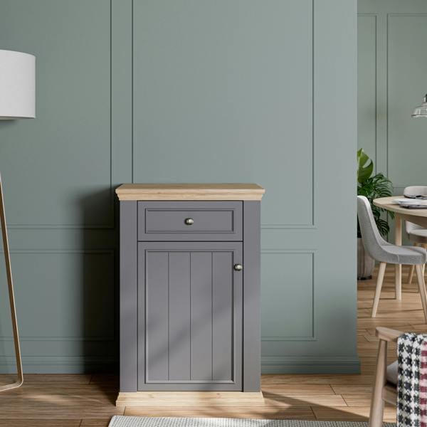 Furniture To Go Pontypool Shoe Cabinet with Drawer in Grey and Mauvella Oak