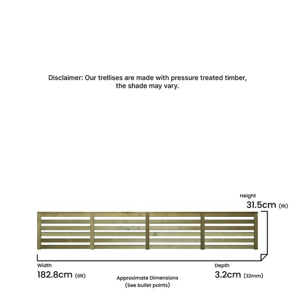Premier Vogue Fence Panel Topper 6ft x 0-3ft Garden Trellis Decorative Flat Top Venetian Fencing, Wall-Mount, Privacy, Balcony & Patio Screen - Wood - 3, 4 or 5