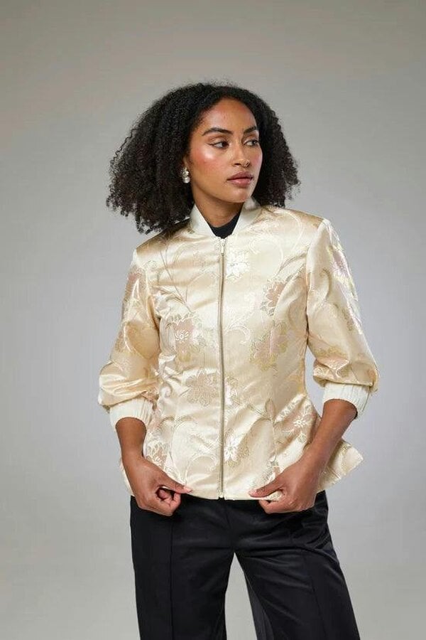 Lioness by TF Ivory Shimmery Flora Fitted Jacket Blouse