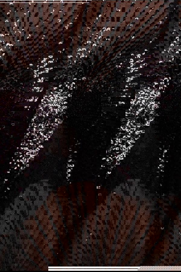 Sequin Starburst Cape Sleeve Top - Black T224