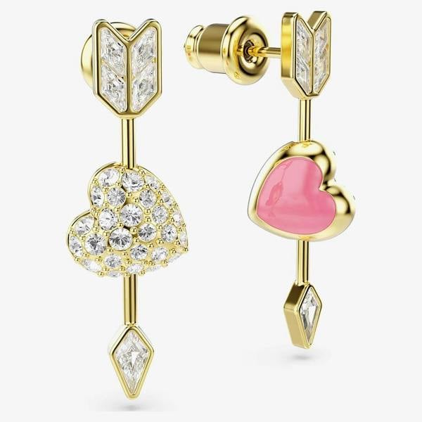 Swarovski Idyllia Gold Tone Reversible Arrow Heart Earrings 5737295