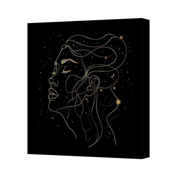 Benjamin Tate Design Gold Line Portrait Canvas Wall Art With Black Background