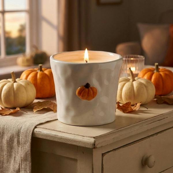 Garden Greatness Decorative Autumn Pumpkin Pot Candle