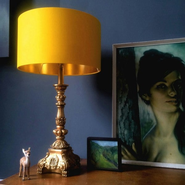 Love Frankie Egg Yolk Yellow Cotton Lampshade With Gold Lining