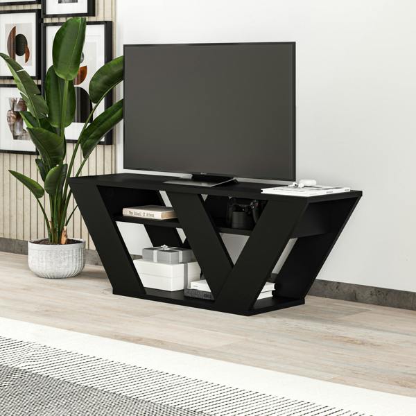 Decortie Pipralla Modern TV Stand Unit with Shelves for Up to 43" TVs 110cm