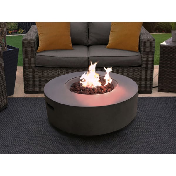 Homeology FUSION Dark Grey Lavish Garden & Patio Gas Fire Pit with Eco-Stone Finish - Fully Assembled