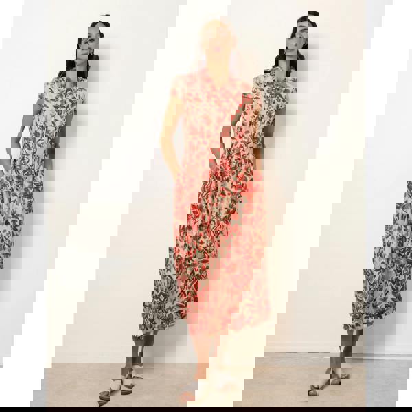 Blue Vanilla Watercolour Floral Printed Button Front Shirt Dress