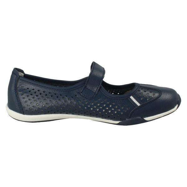 Down to Earth Ladies Down To Earth Casual Flat Leather Hook & Loop Strap Shoes F80066